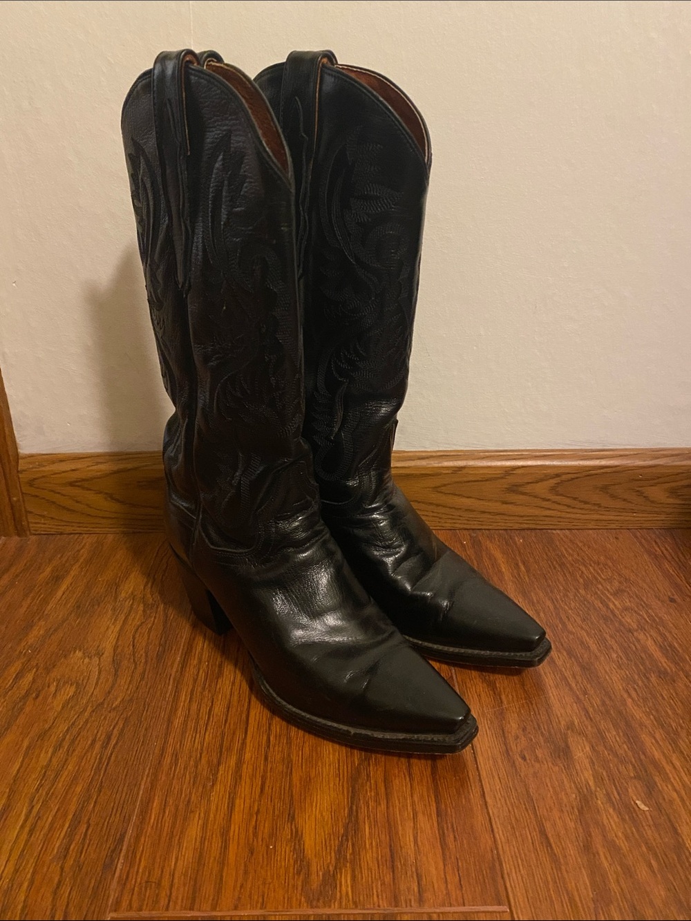 Dan Post Black Leather Women's Western Heeled Boots